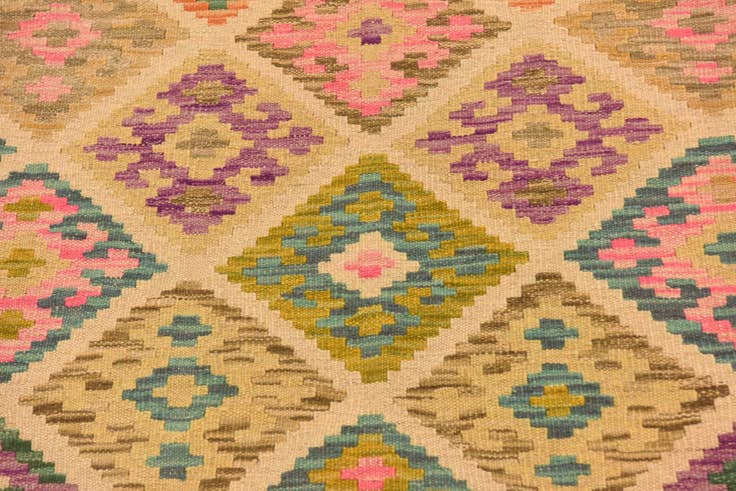 Detail image of 3' 4 x 5' Hand Woven Kilim Maymana Wool Rug