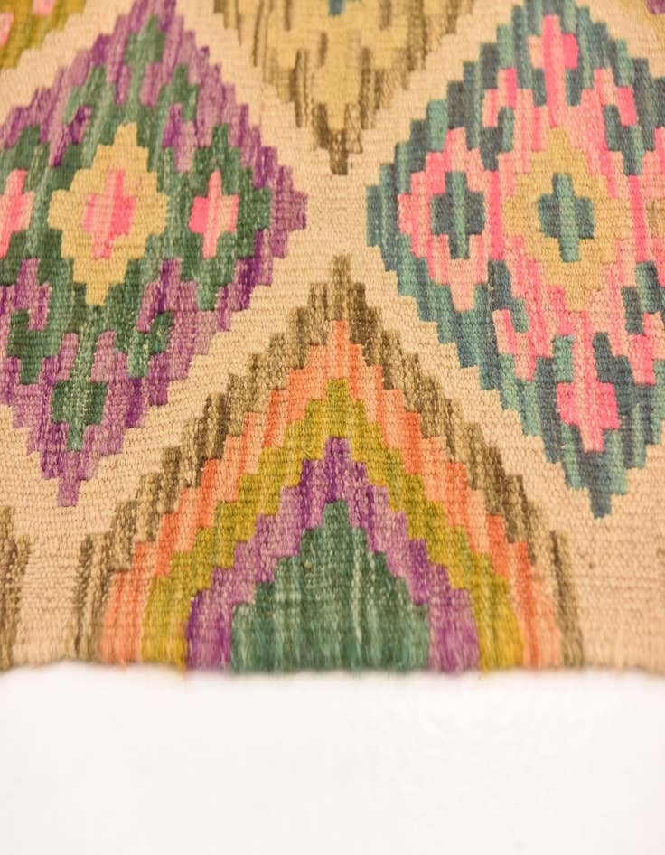 Detail image of 3' 4 x 5'  Hand Woven Kilim Maymana Wool Rug