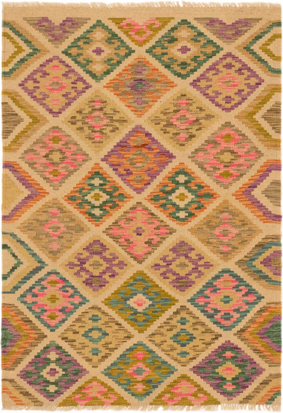 3' 4 x 5' Hand Woven Kilim Maymana Wool Rug