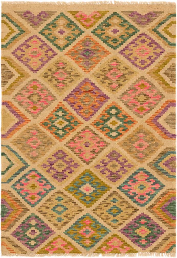 3' 4 x 5' Hand Woven Kilim Maymana Wool Rug
