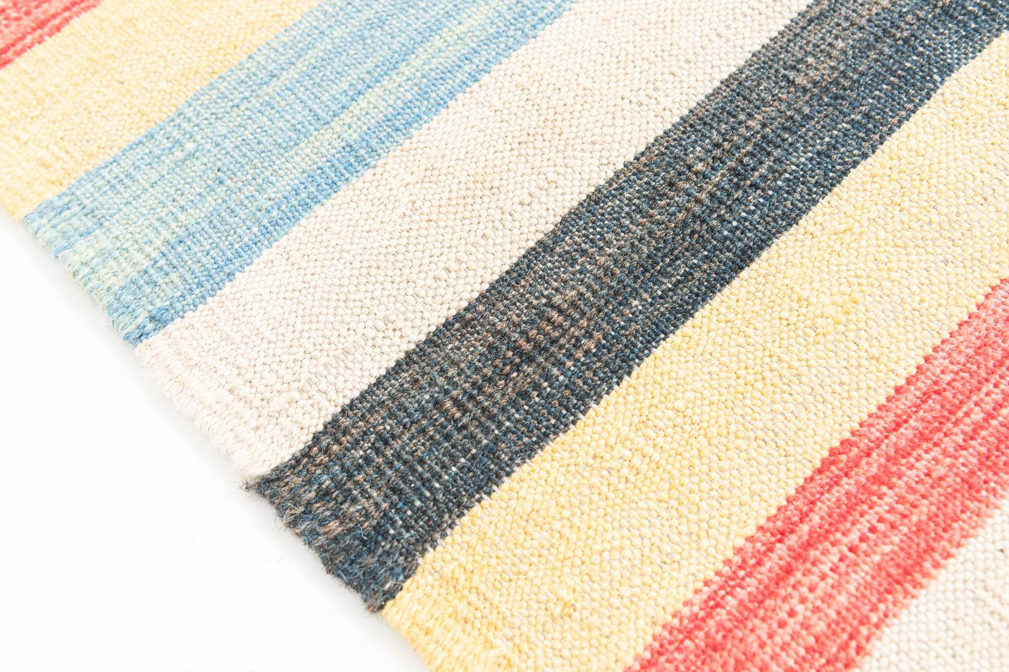 4' x 5' 10 Hand Woven Kilim Maymana Wool Rug