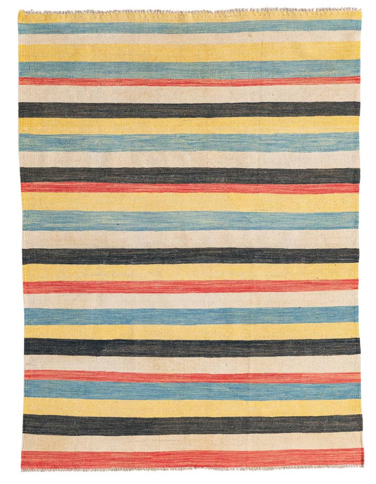 Detail image of 4' x 5' 10 Hand Woven Kilim Maymana Wool Rug
