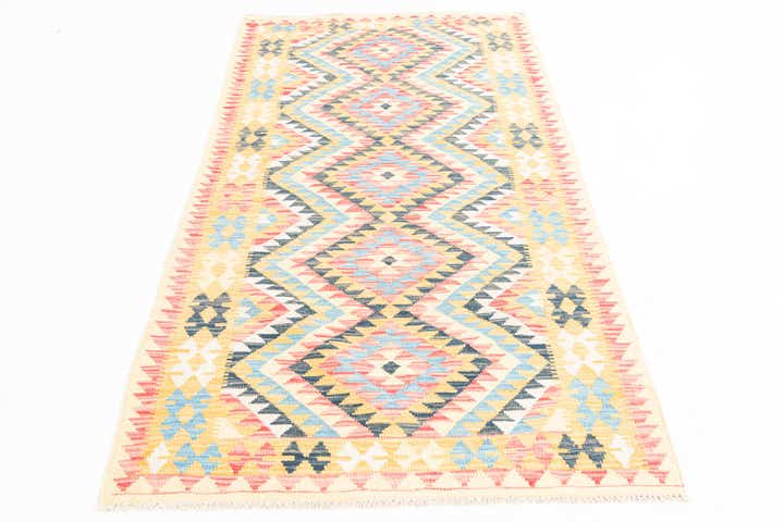 3' 6 x 6' 5 Hand Woven Kilim Maymana Wool Rug