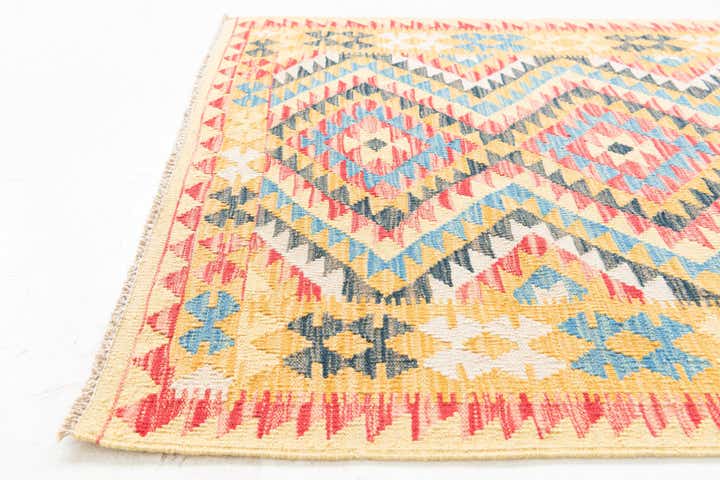 3' 6 x 6' 5 Hand Woven Kilim Maymana Wool Rug
