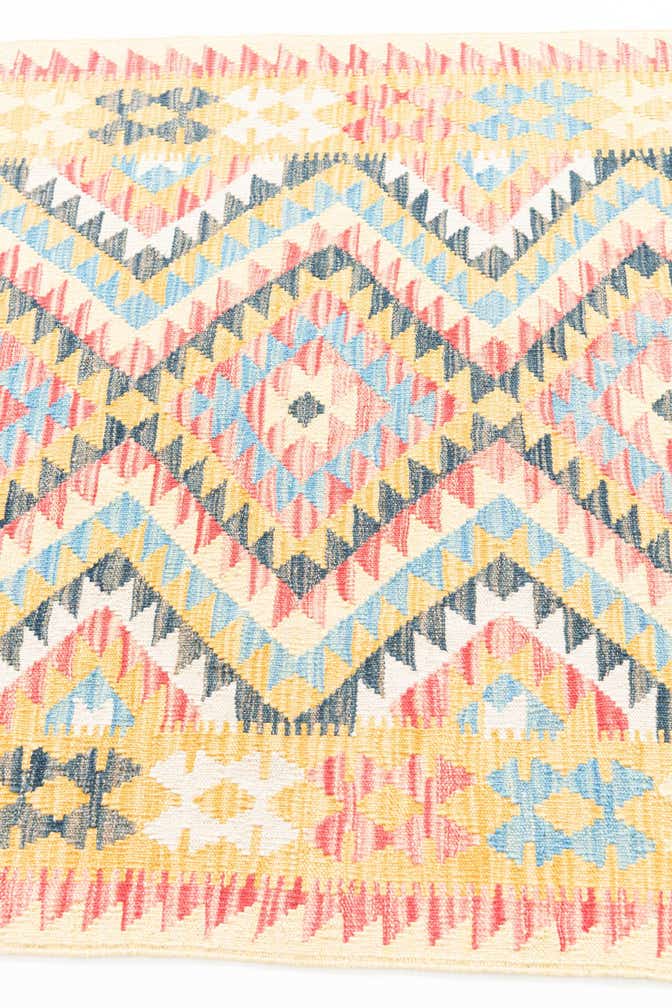 3' 6 x 6' 5 Hand Woven Kilim Maymana Wool Rug