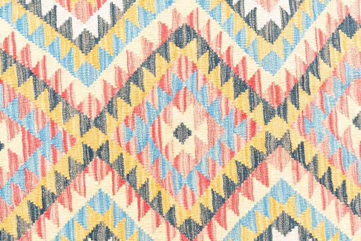 3' 6 x 6' 5 Hand Woven Kilim Maymana Wool Rug