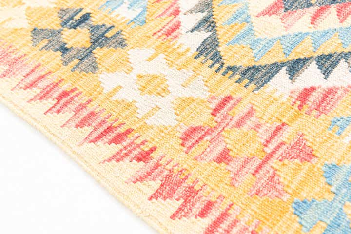 3' 6 x 6' 5 Hand Woven Kilim Maymana Wool Rug