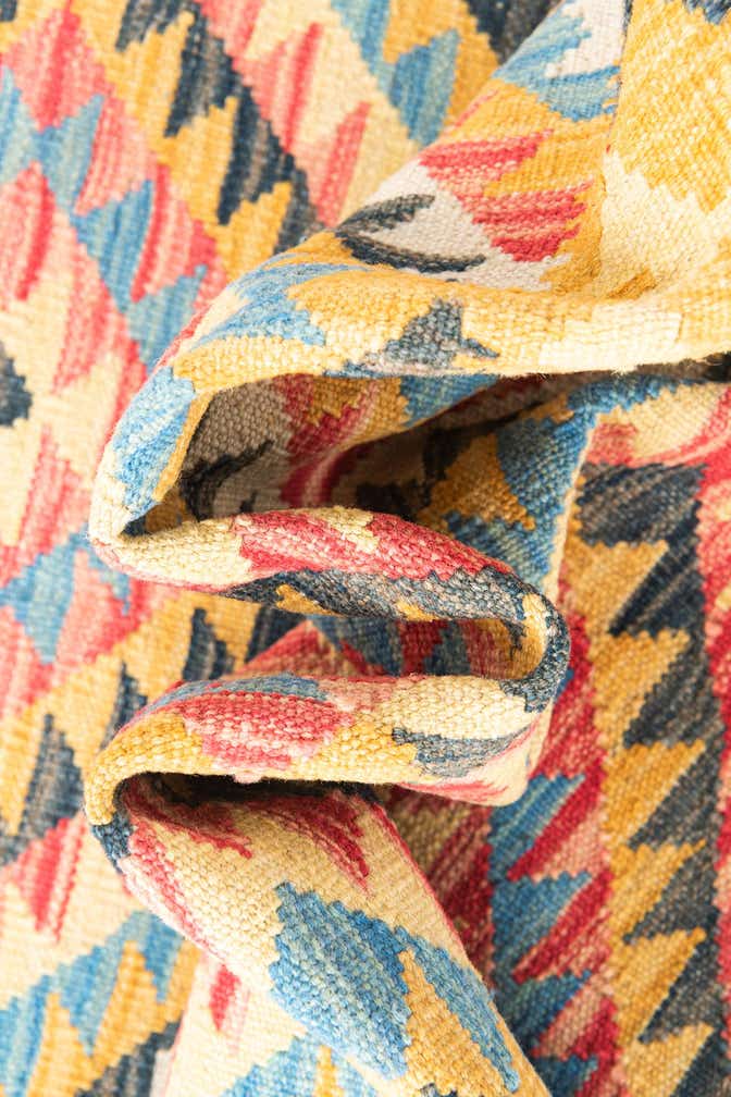 3' 6 x 6' 5 Hand Woven Kilim Maymana Wool Rug