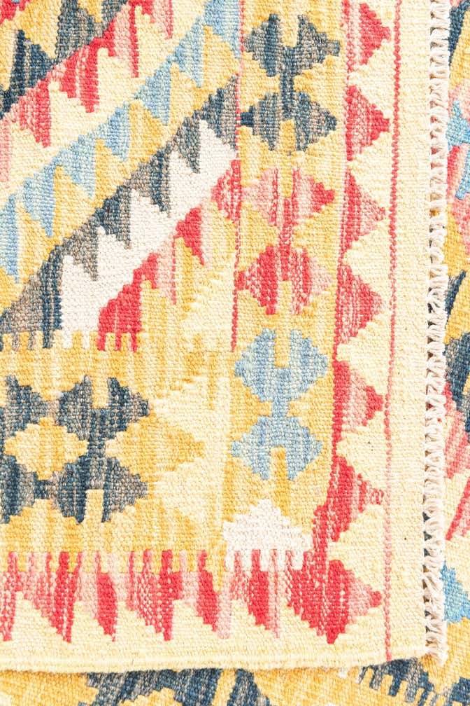 3' 6 x 6' 5 Hand Woven Kilim Maymana Wool Rug