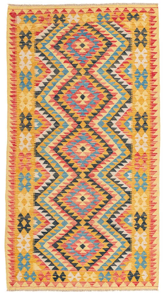 3' 6 x 6' 5 Hand Woven Kilim Maymana Wool Rug