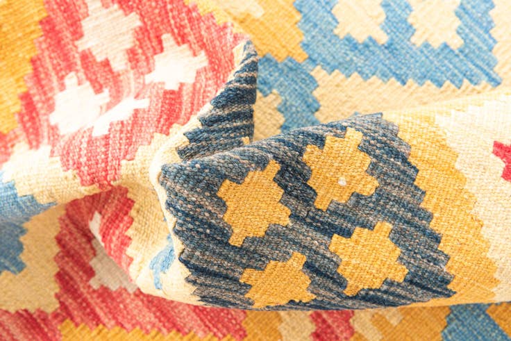 Detail image of 3' 6 x 6' 7 Hand Woven Kilim Maymana Wool Rug