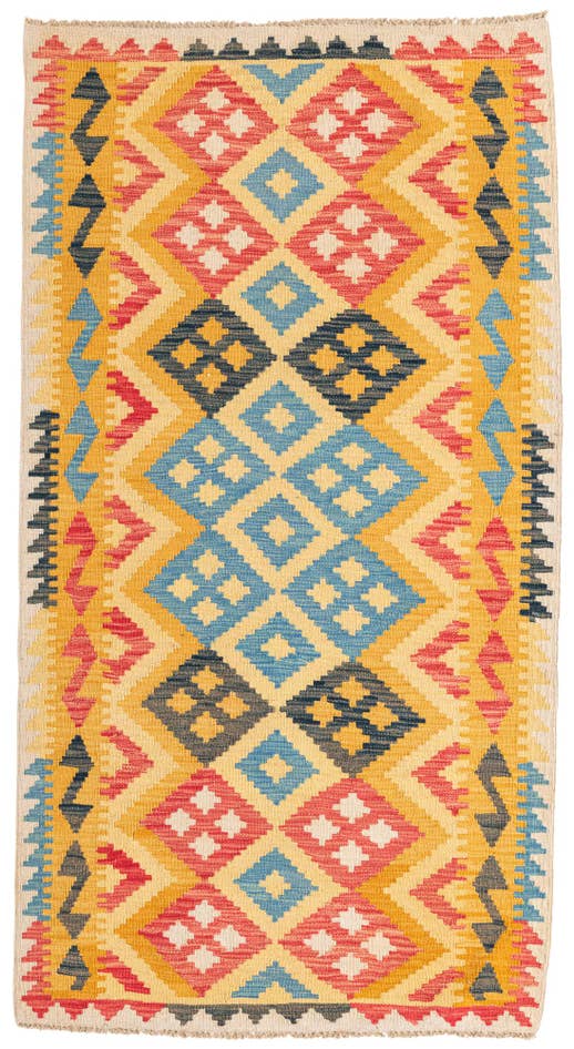 Detail image of 3' 6 x 6' 7 Hand Woven Kilim Maymana Wool Rug
