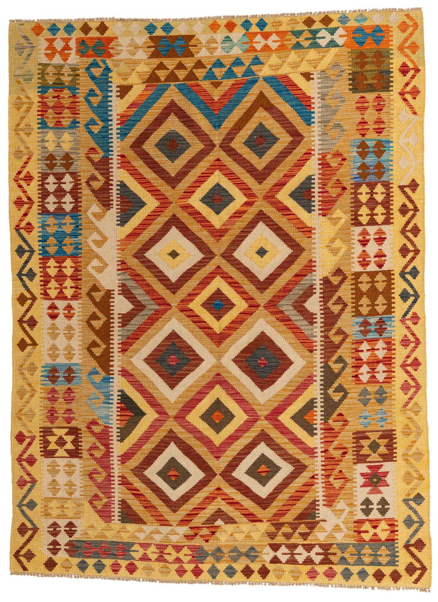 5' 10 x 7' 10 Hand Woven Kilim Maymana Wool Rug