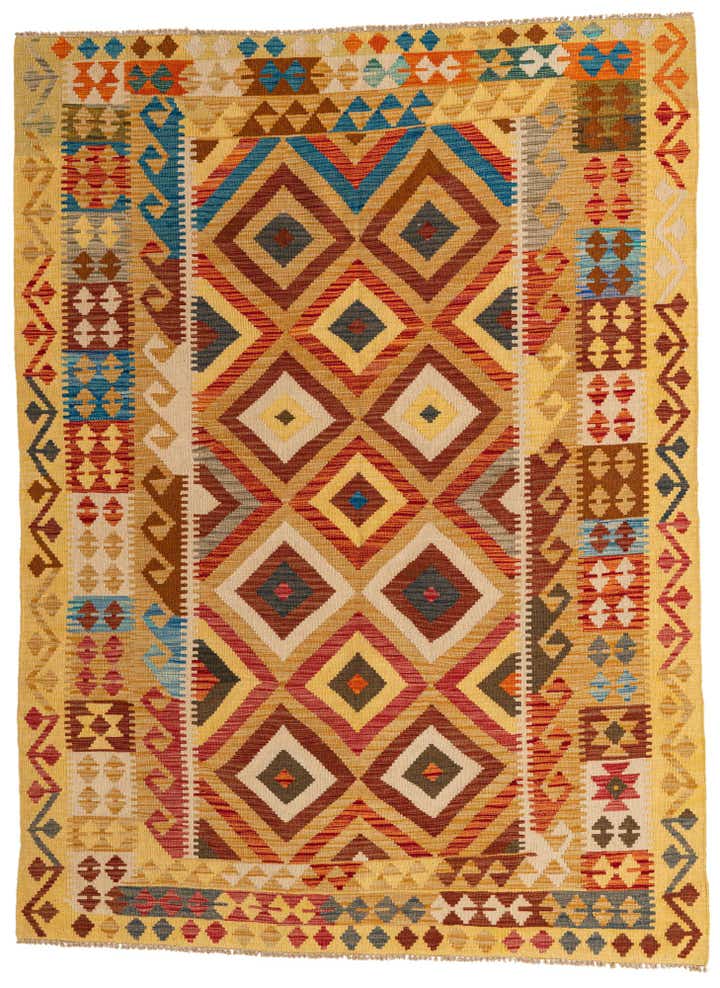 5' 10 x 7' 10 Hand Woven Kilim Maymana Wool Rug