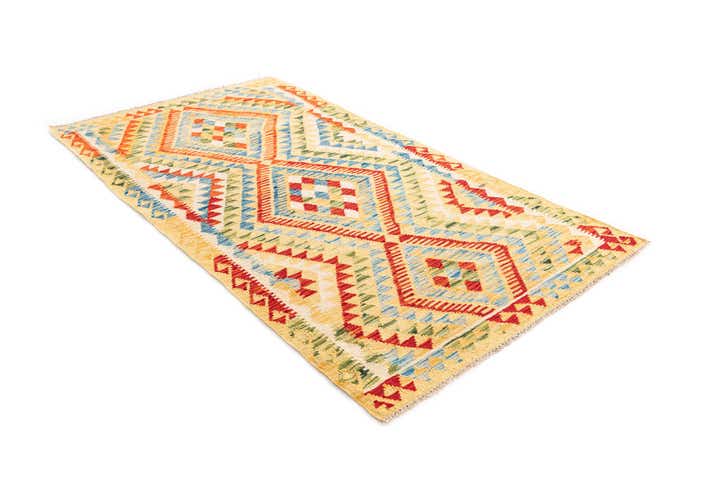 3' 6 x 6' 6 Hand Woven Kilim Maymana Wool Rug