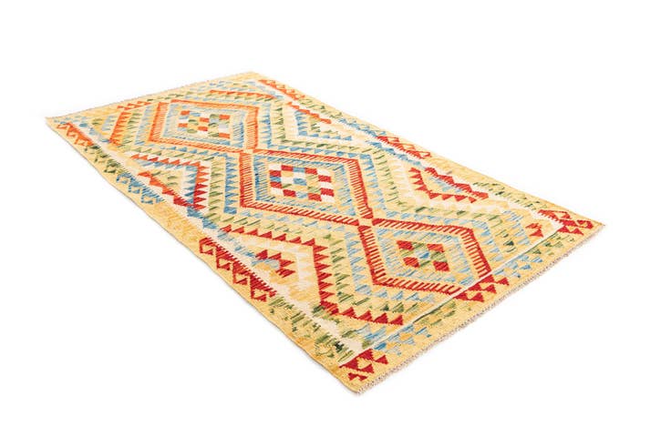 Detail image of 3' 6 x 6' 6 Hand Woven Kilim Maymana Wool Rug