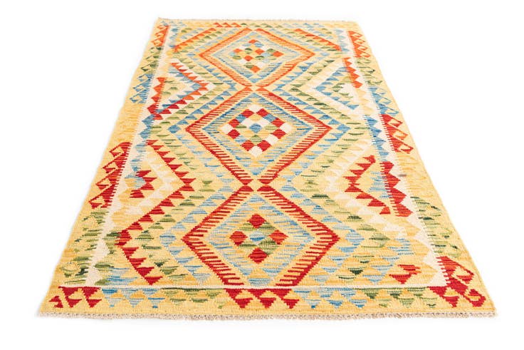Detail image of 3' 6 x 6' 6 Hand Woven Kilim Maymana Wool Rug
