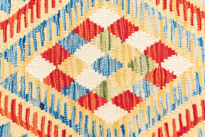 3' 6 x 6' 6 Hand Woven Kilim Maymana Wool Rug