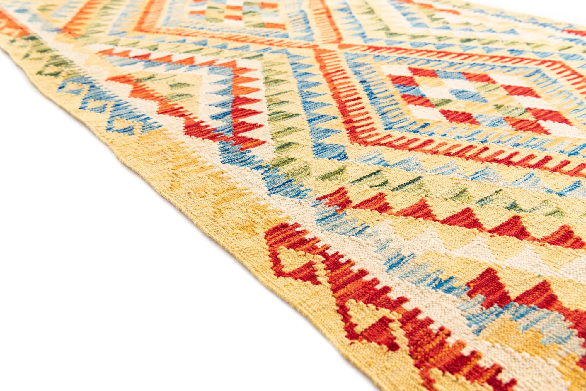 3' 6 x 6' 6 Hand Woven Kilim Maymana Wool Rug