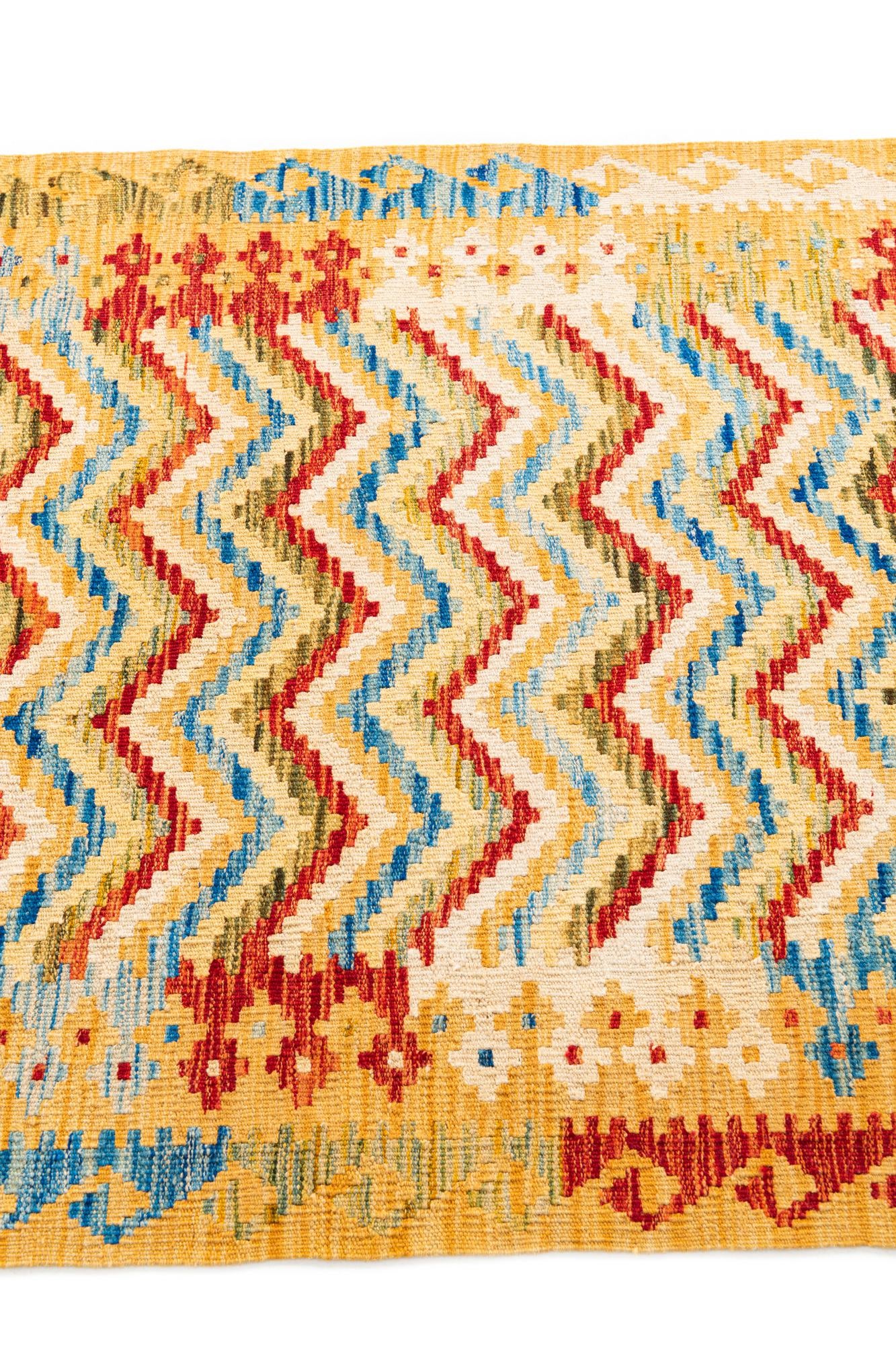 3' 3 x 6' 3 Hand Woven Kilim Maymana Wool Rug