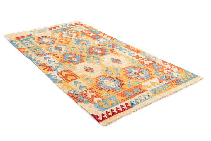 3' 6 x 6' 5 Hand Woven Kilim Maymana Wool Rug