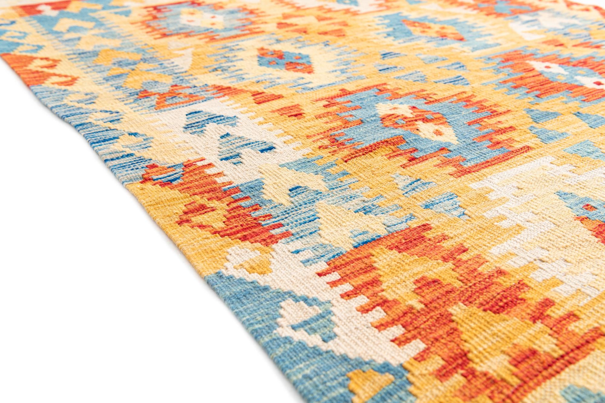 3' 6 x 6' 5 Hand Woven Kilim Maymana Wool Rug