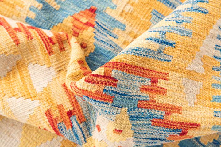 3' 6 x 6' 5 Hand Woven Kilim Maymana Wool Rug