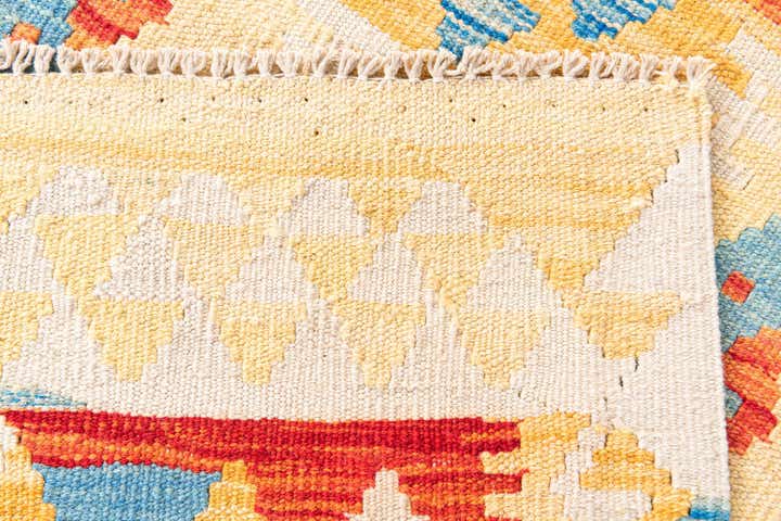3' 6 x 6' 5 Hand Woven Kilim Maymana Wool Rug