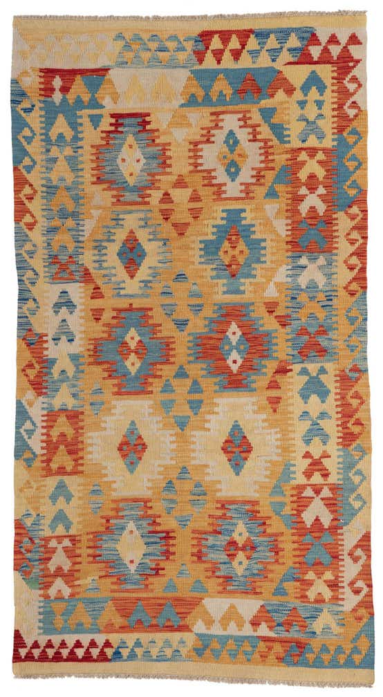 3' 6 x 6' 5 Hand Woven Kilim Maymana Wool Rug