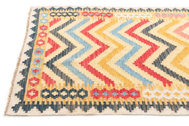 3' 5 x 6' 6 Hand Woven Kilim Maymana Wool Rug