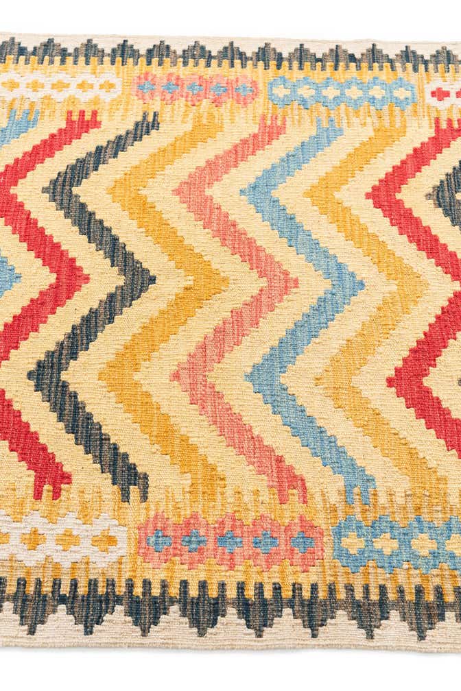 3' 5 x 6' 6 Hand Woven Kilim Maymana Wool Rug