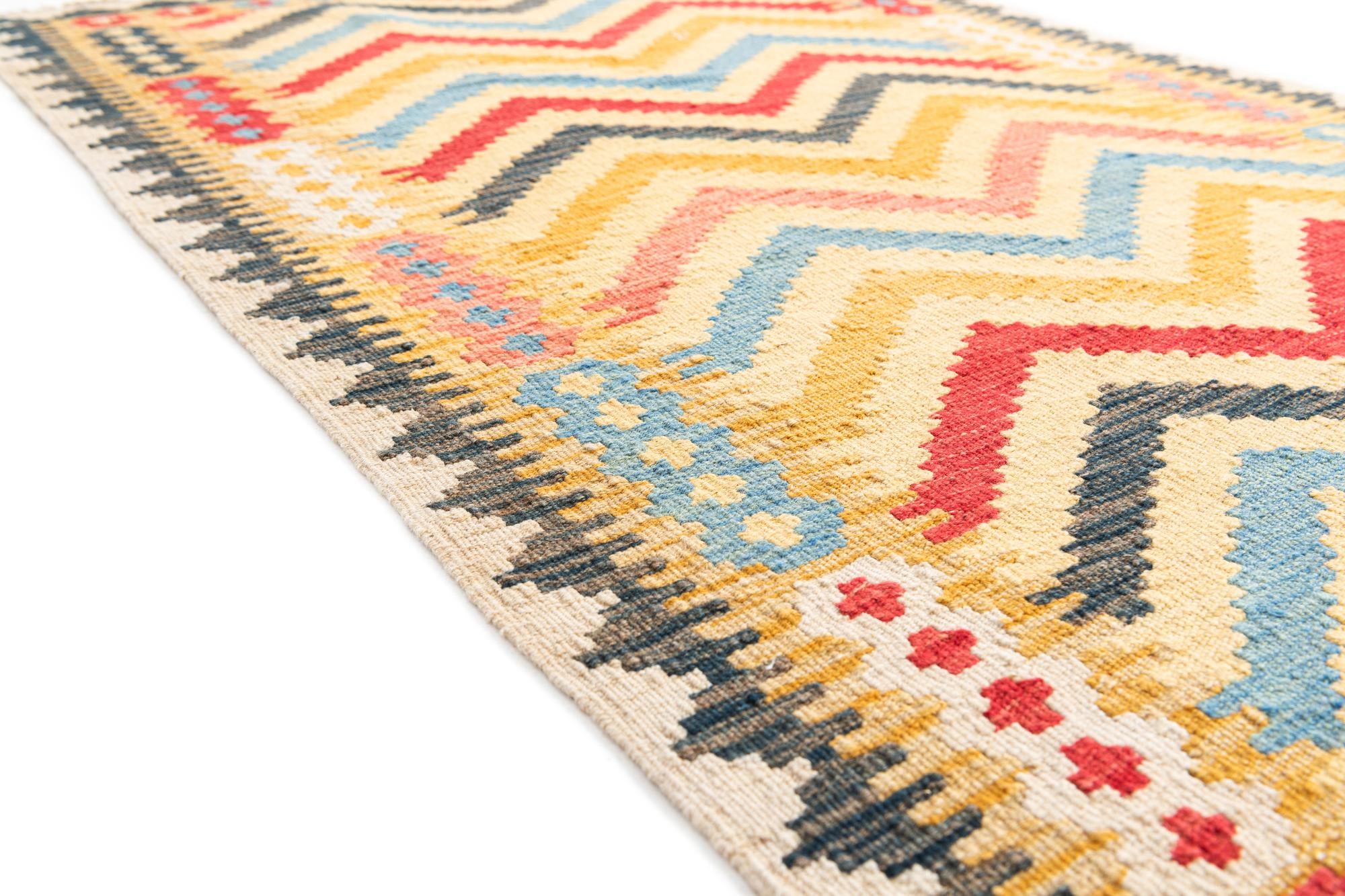 3' 5 x 6' 6 Hand Woven Kilim Maymana Wool Rug