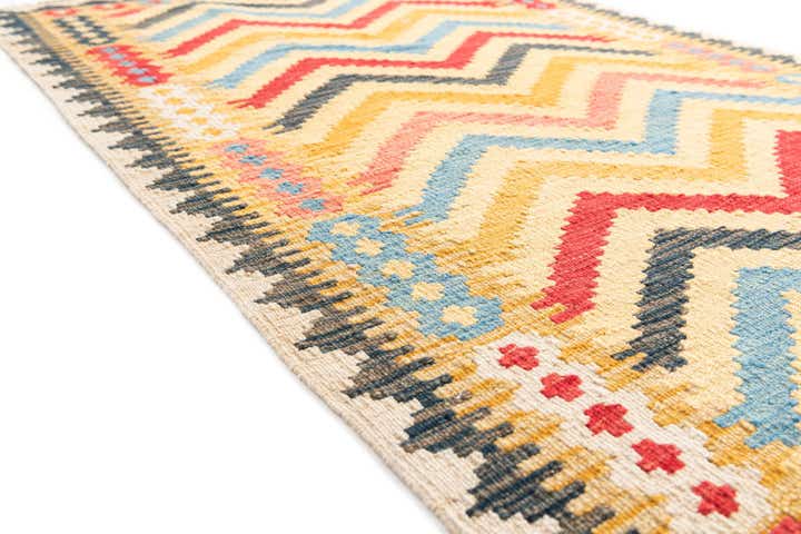 3' 5 x 6' 6 Hand Woven Kilim Maymana Wool Rug