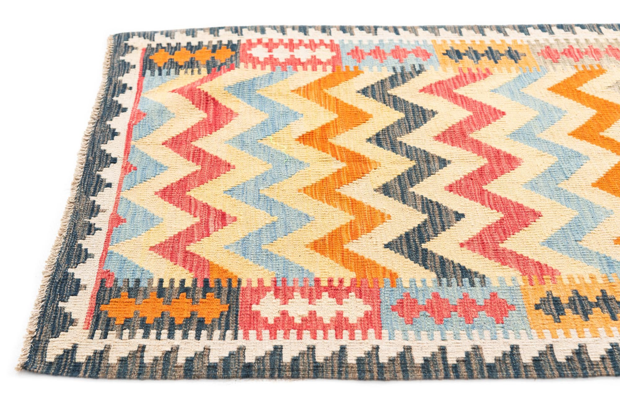 3' 4 x 6' 5 Hand Woven Kilim Maymana Wool Rug