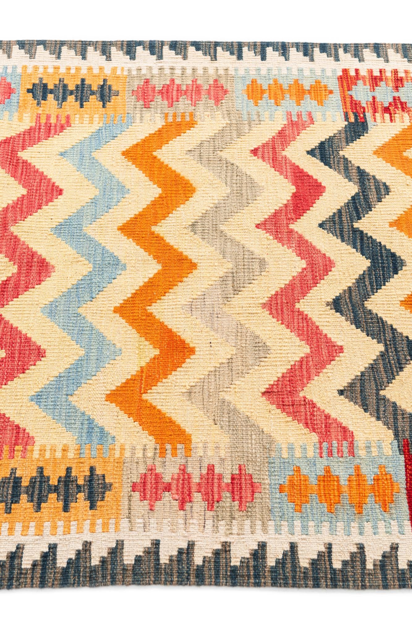 3' 4 x 6' 5 Hand Woven Kilim Maymana Wool Rug