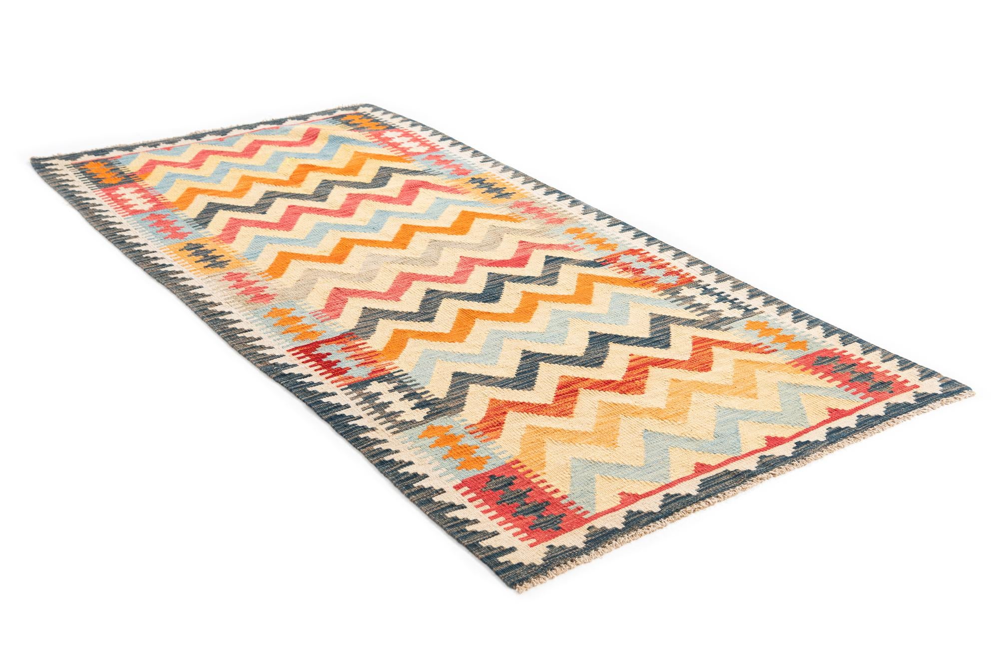 3' 4 x 6' 5 Hand Woven Kilim Maymana Wool Rug