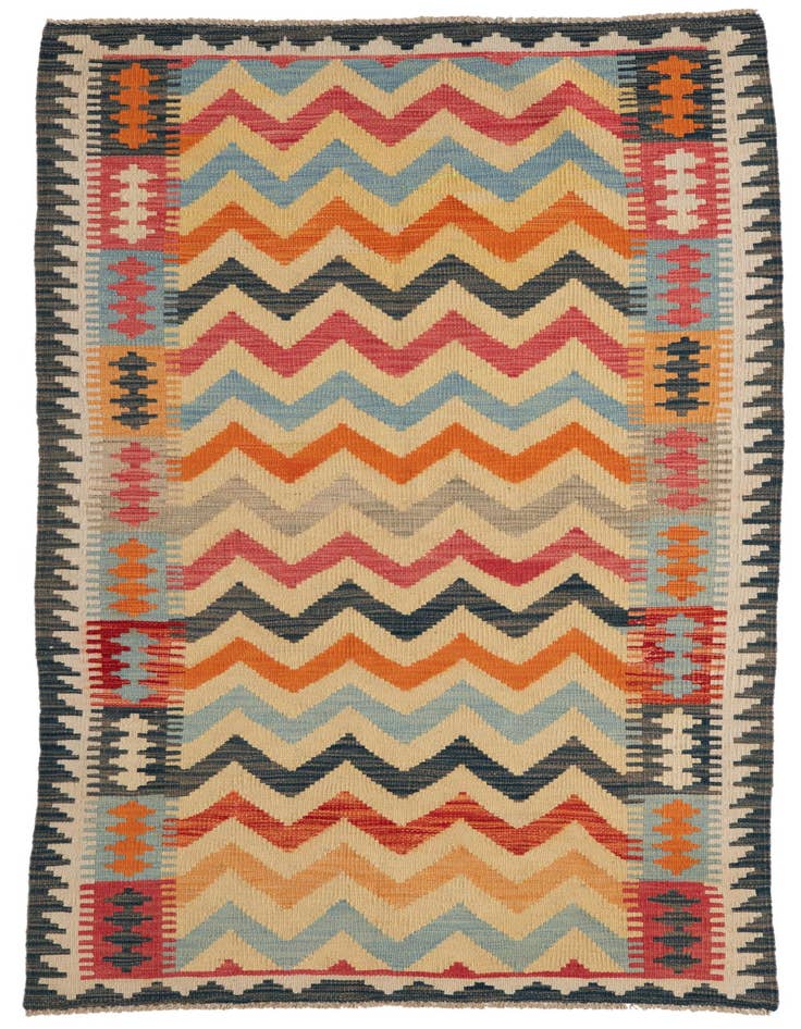 Detail image of 3' 4 x 6' 5 Hand Woven Kilim Maymana Wool Rug