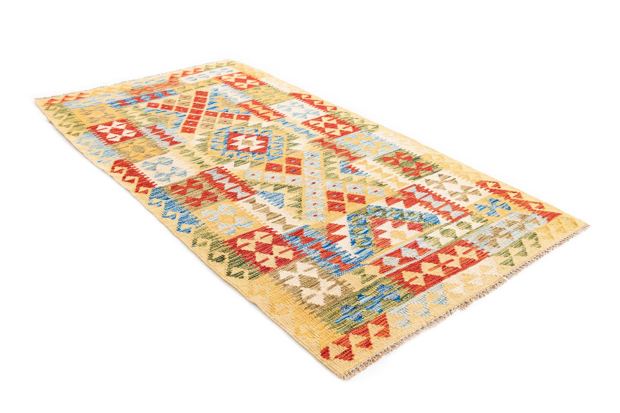 3' 6 x 6' 5 Hand Woven Kilim Maymana Wool Rug