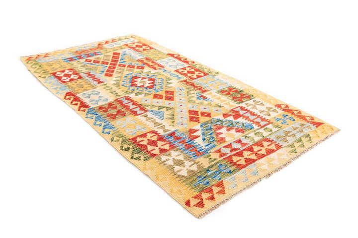 3' 6 x 6' 5 Hand Woven Kilim Maymana Wool Rug