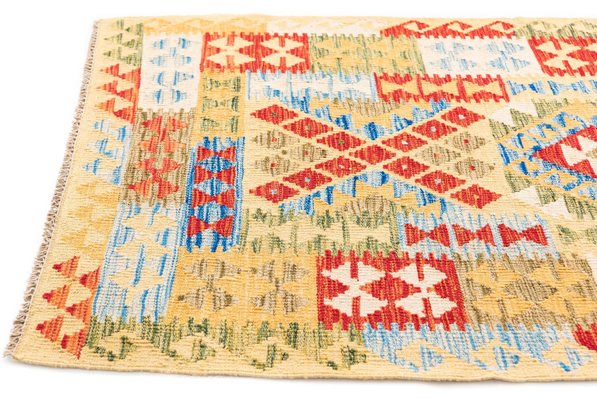 3' 6 x 6' 5 Hand Woven Kilim Maymana Wool Rug