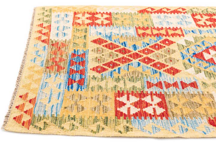 3' 6 x 6' 5 Hand Woven Kilim Maymana Wool Rug