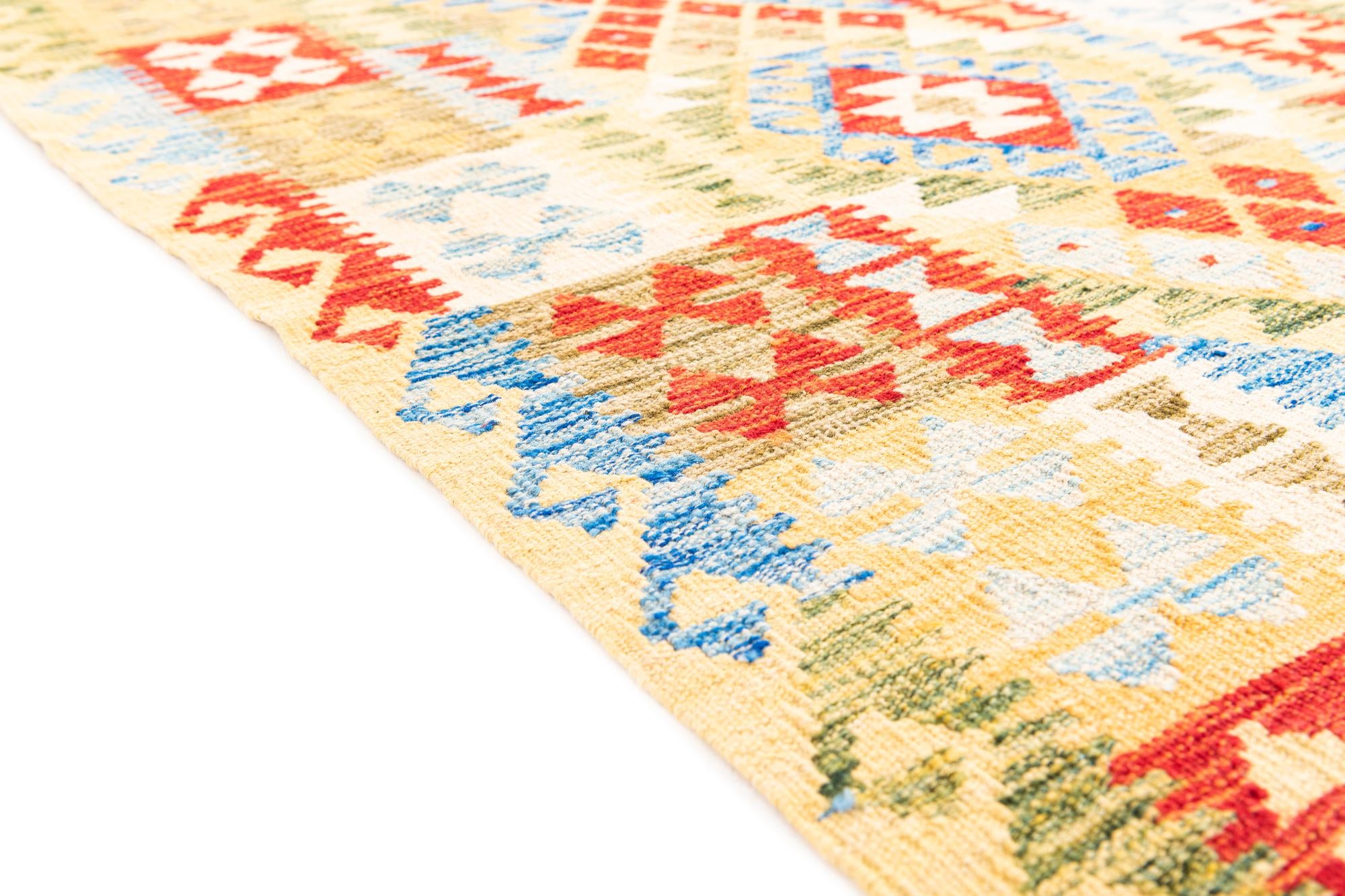 3' 6 x 6' 5 Hand Woven Kilim Maymana Wool Rug