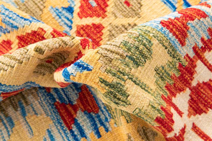3' 6 x 6' 5 Hand Woven Kilim Maymana Wool Rug