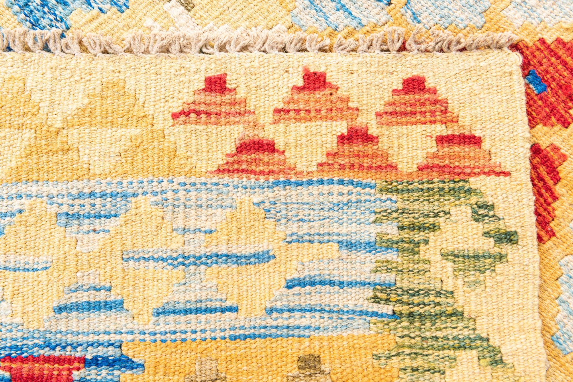 3' 6 x 6' 5 Hand Woven Kilim Maymana Wool Rug
