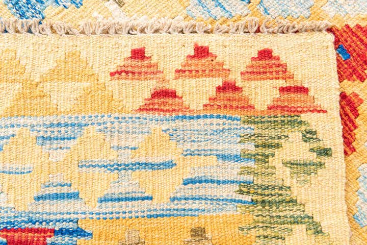 3' 6 x 6' 5 Hand Woven Kilim Maymana Wool Rug