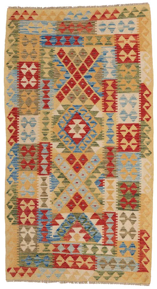 3' 6 x 6' 5 Hand Woven Kilim Maymana Wool Rug