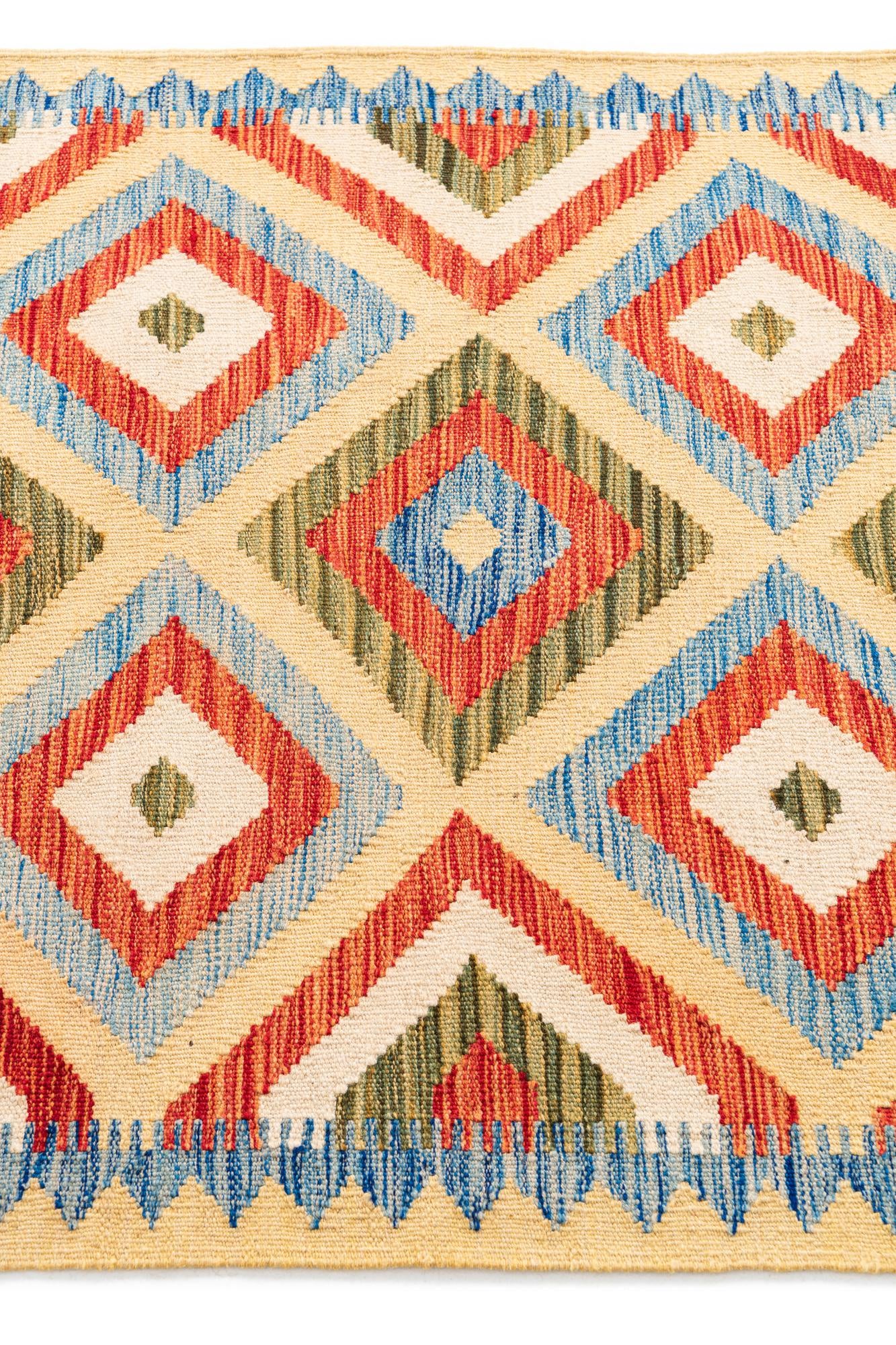 3' 4 x 6' 3 Hand Woven Kilim Maymana Wool Rug