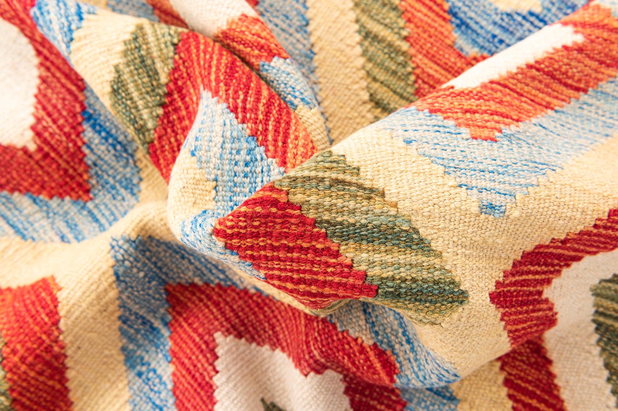 3' 4 x 6' 3 Hand Woven Kilim Maymana Wool Rug