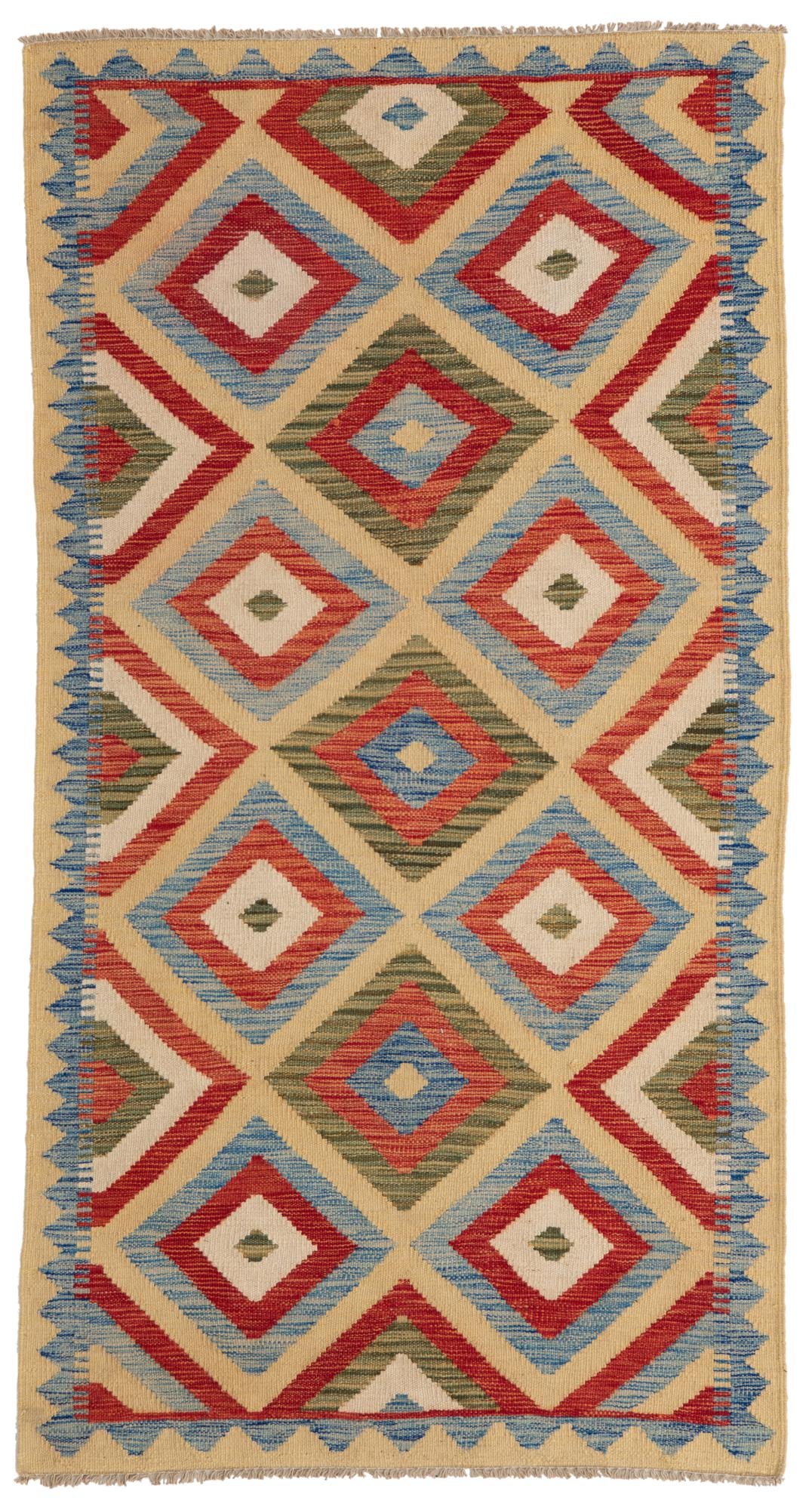 3' 4 x 6' 3 Hand Woven Kilim Maymana Wool Rug