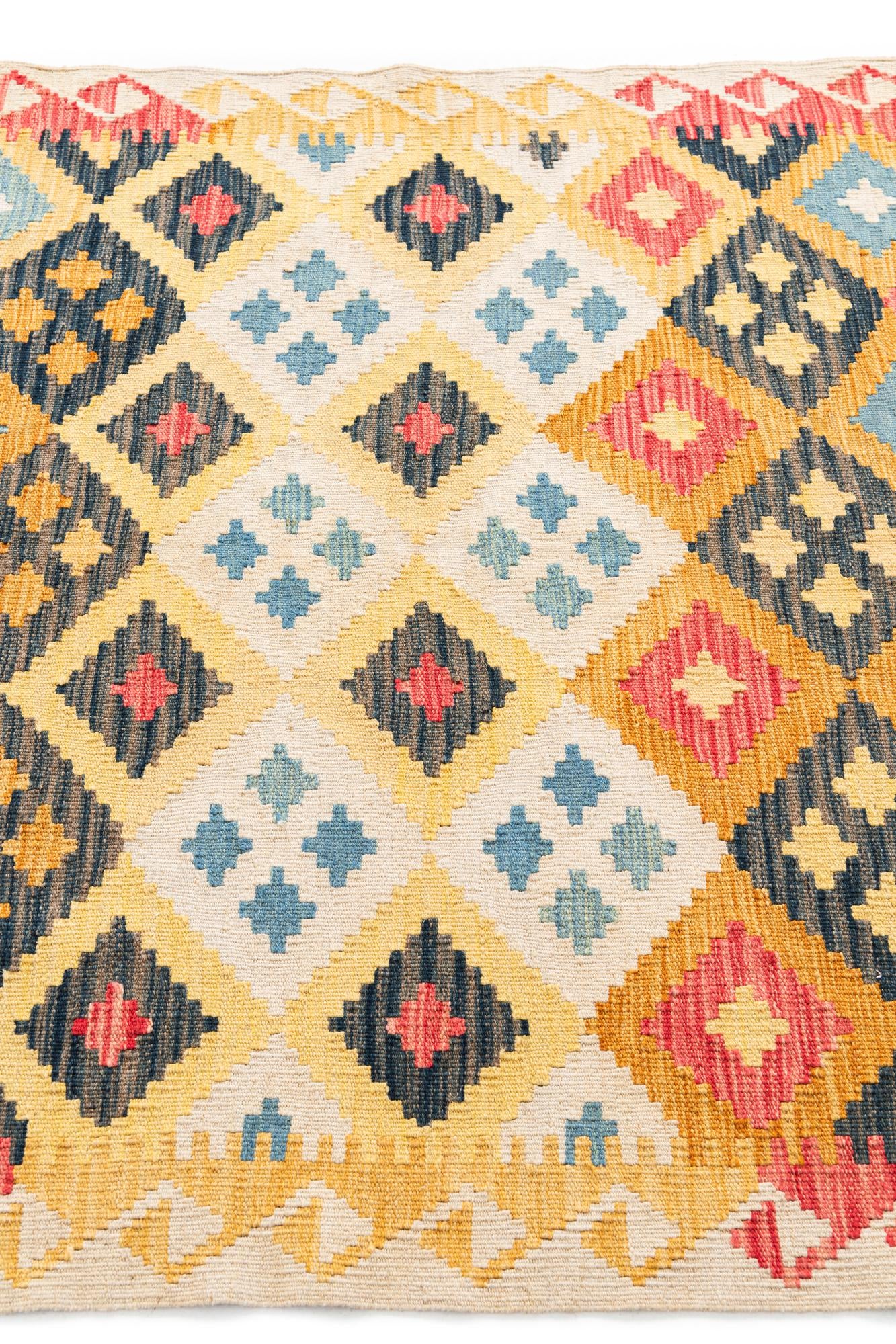 4' x 5' 4 Hand Woven Kilim Maymana Wool Rug